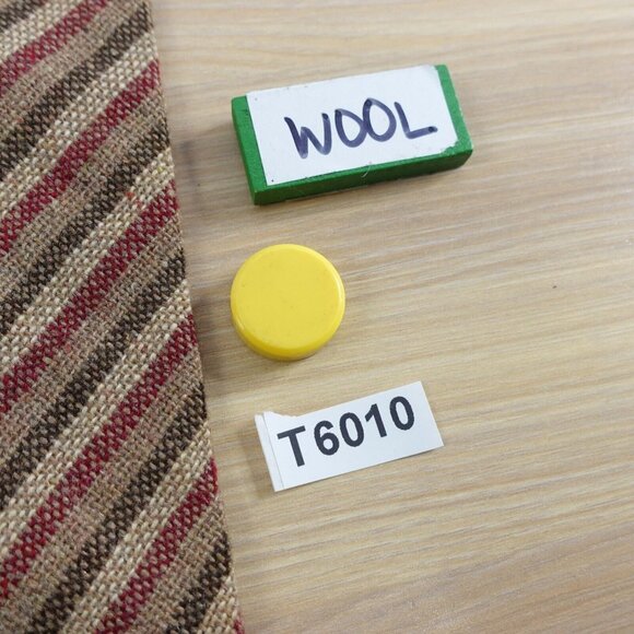 Neck Tie Mens Brown Striped Wool Suit Vintage‎ Classic Necktie SANTOS NASCIMENTO - Picture 9 of 9